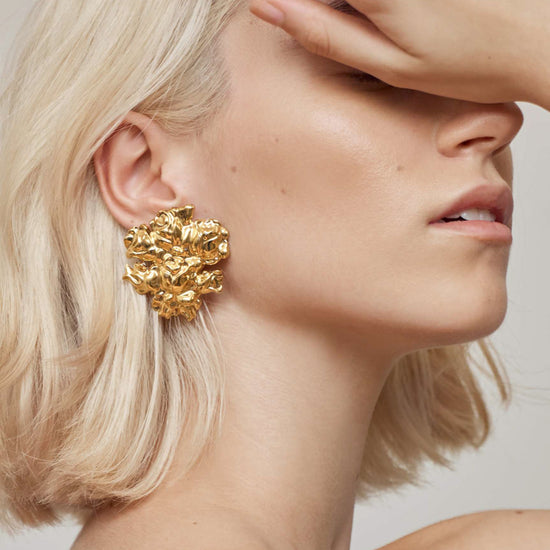 Gold Baroque Roses Earrings