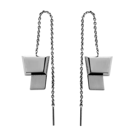 BOXES Chain Earrings - Palladium